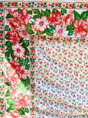 APRIL CORNELL “july” vintage queen duvet cover cotton hibiscus polka dot floral
